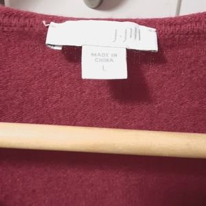 Womens J. Jill maroon cashmere v neck sweater